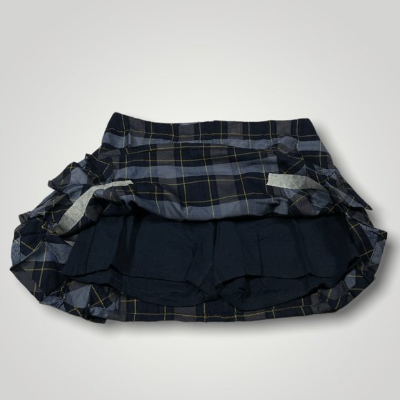 Land's End Plaid Navy Side Pleat Skirt  Skort Junior Misses Size 13 - Picture 4 of 13